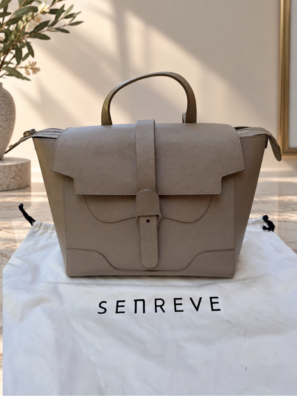 Large Senreve Maestra Crossbody/Backpack/Hand Bag in Pebbled Sand.